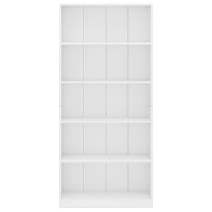 Libreria a 5 Ripiani Bianca 80x24x175 cm in Legno Multistrato