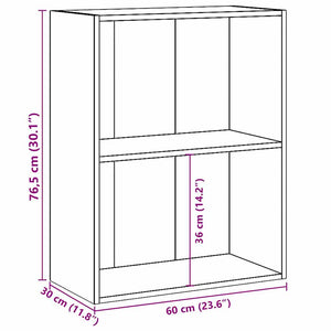 Libreria 2 Ripiani Grigio Cemento 60x30x76,5 Legno Multistrato 800967