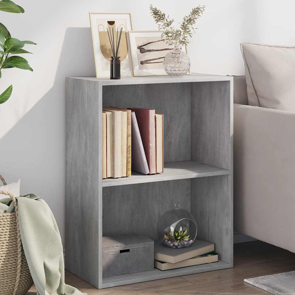 Libreria 2 Ripiani Grigio Cemento 60x30x76,5 Legno Multistrato 800967