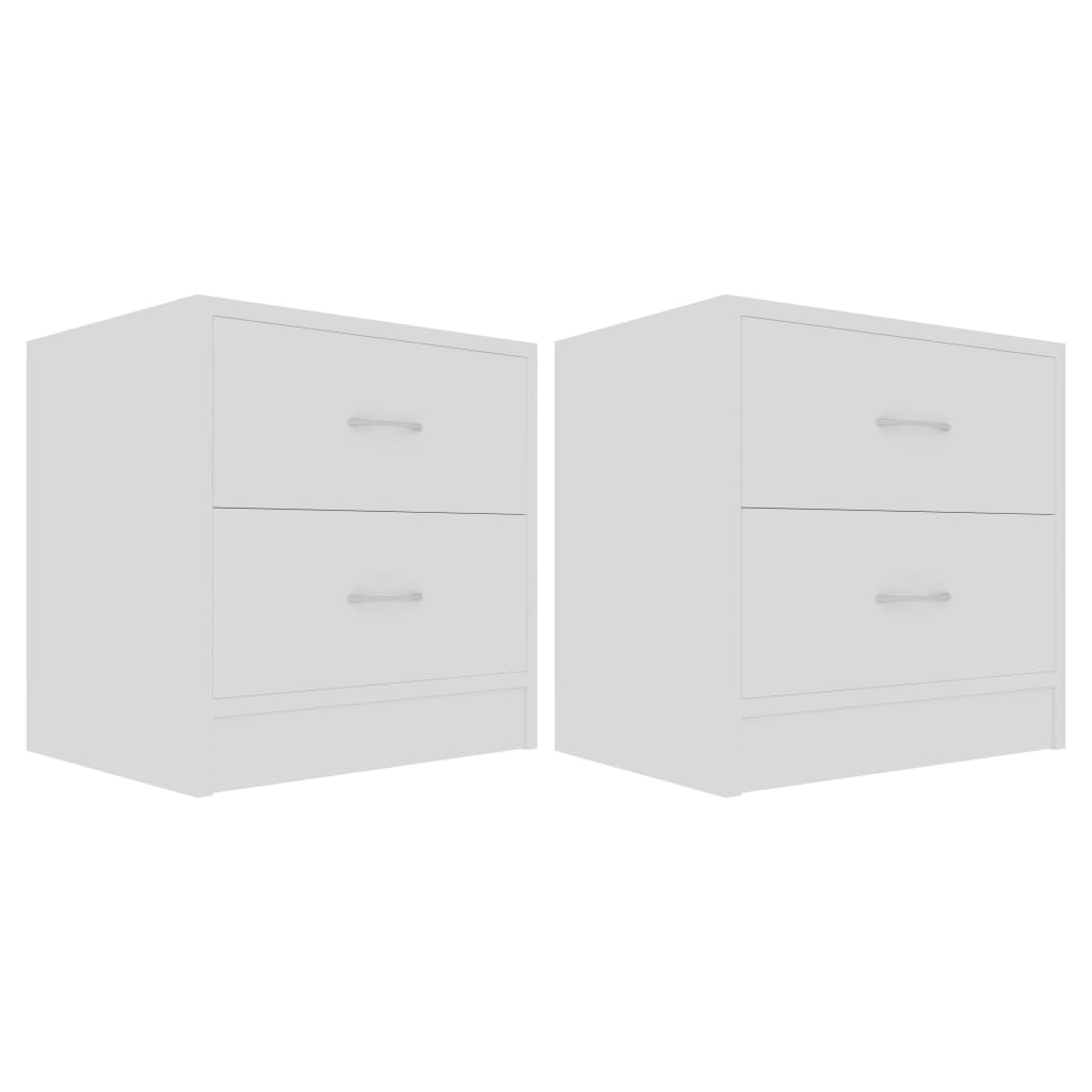Comodini Bianchi 2 pz-Set di 2 Tavolino da notte 40x30x40 cm in Legno Multistrato