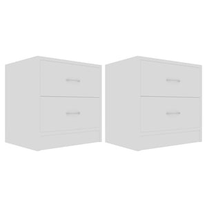 Comodini Bianchi 2 pz-Set di 2 Tavolino da notte 40x30x40 cm in Legno Multistrato