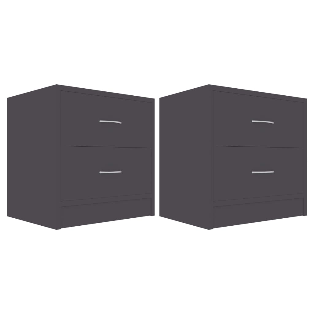Comodini Grigi 2 pz 40x30x40 cm in Legno Multistrato 801040