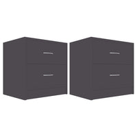 Comodini Grigi 2 pz 40x30x40 cm in Legno Multistrato 801040