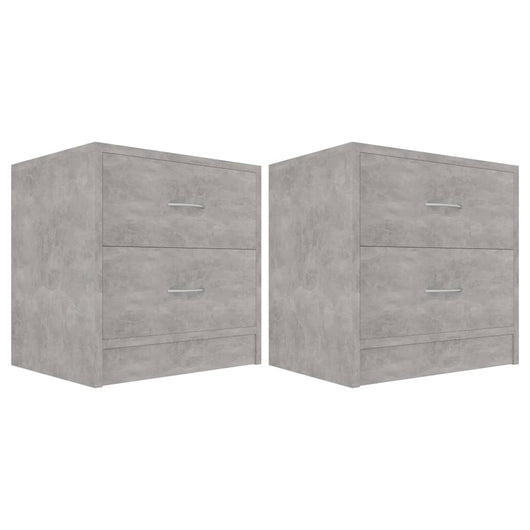 Comodini 2 pz Grigio Cemento 40x30x40 cm in Legno Multistrato 801044