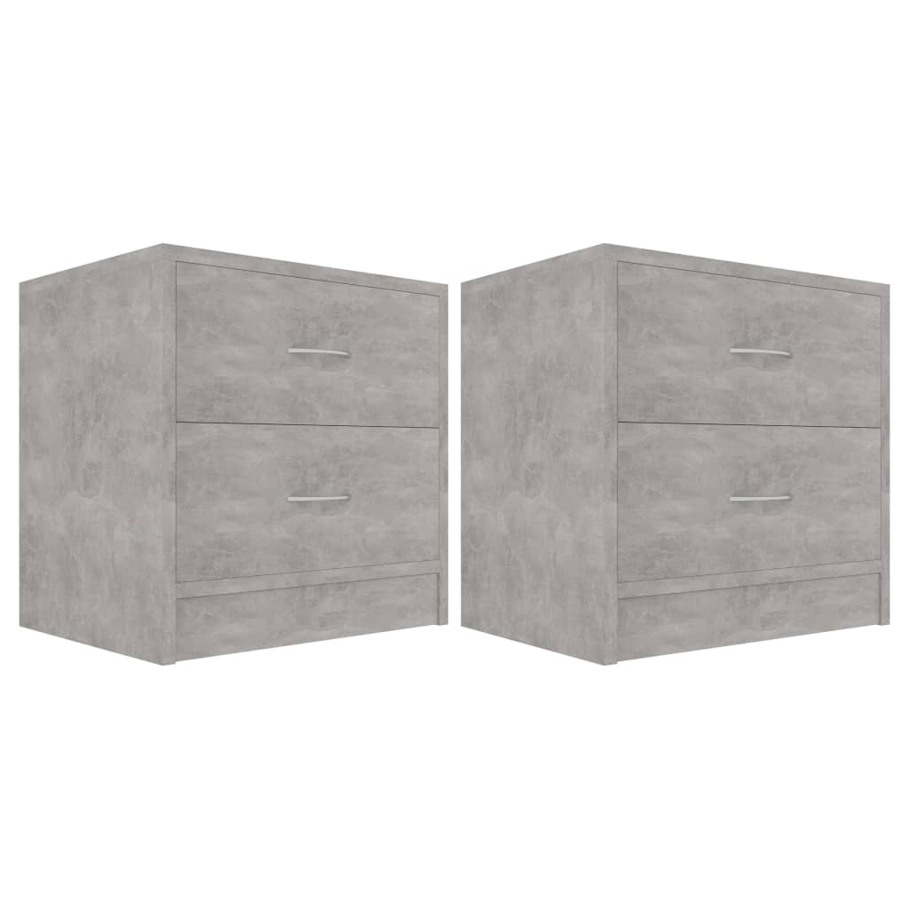 Comodini 2 pz-Set di 2 Tavolino da notte Grigio Cemento 40x30x40 cm in Legno Multistrato