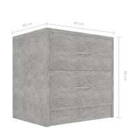 Comodini 2 pz Grigio Cemento 40x30x40 cm in Legno Multistrato 801044