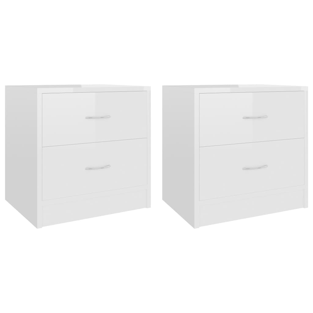 Comodini 2 pz Bianco Lucido 40x30x40 cm in Legno Multistrato 801048