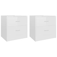 Comodini 2 pz Bianco Lucido 40x30x40 cm in Legno Multistrato 801048