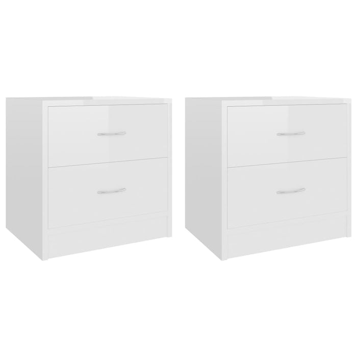 Comodini 2 pz Bianco Lucido 40x30x40 cm in Legno Multistrato 801048