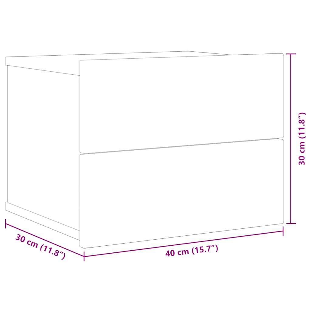 Comodino Bianco 40x30x30 cm in Legno Multistrato 801053