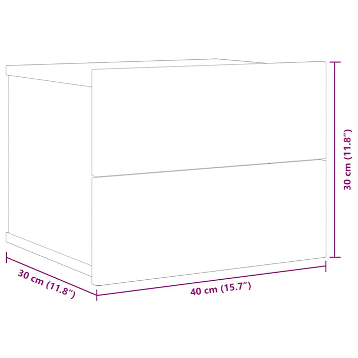 Comodino Bianco 40x30x30 cm in Legno Multistrato 801053