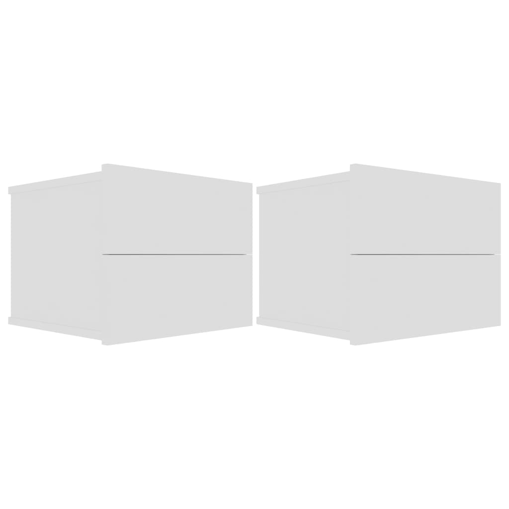 Comodini 2 pz Bianchi 40x30x30 cm in Legno Multistrato 801054