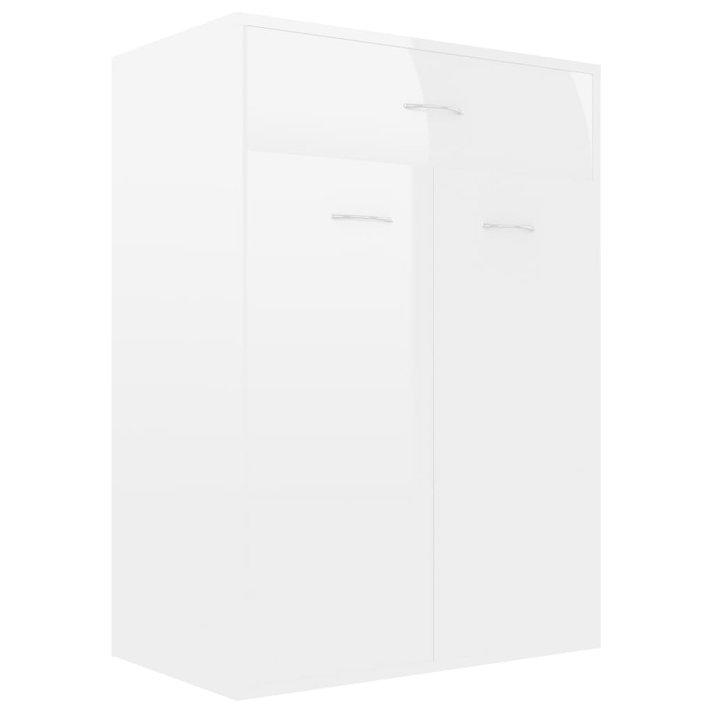 Scarpiera Bianco Lucido 60x35x84 cm in Legno Multistrato 801077