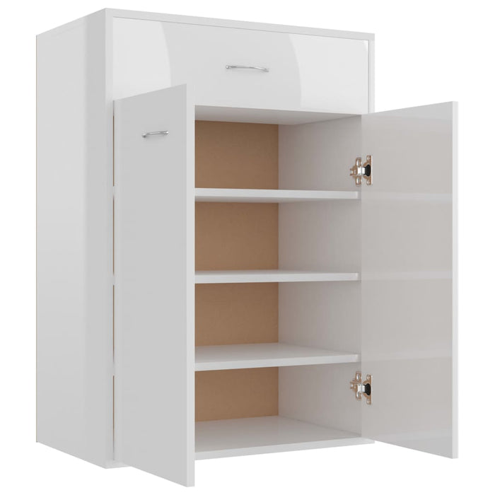 Scarpiera Bianco Lucido 60x35x84 cm in Legno Multistrato 801077