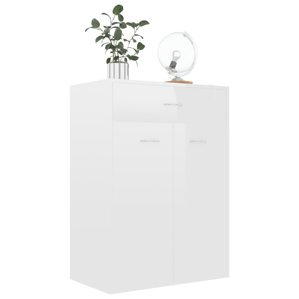 Scarpiera Bianco Lucido 60x35x84 cm in Legno Multistrato 801077