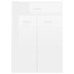 Scarpiera Bianco Lucido 60x35x84 cm in Legno Multistrato 801077