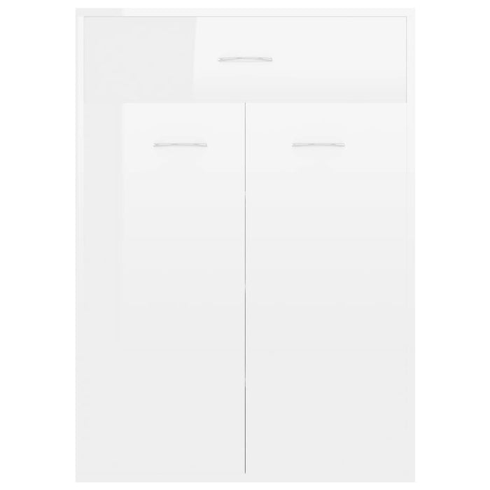 Scarpiera Bianco Lucido 60x35x84 cm in Legno Multistrato 801077