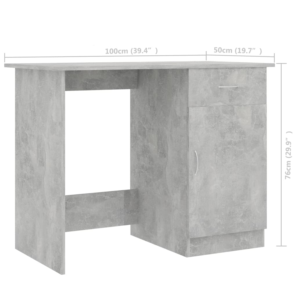 Scrivania Grigio Cemento 100x50x76 cm in Legno Multistrato 801084