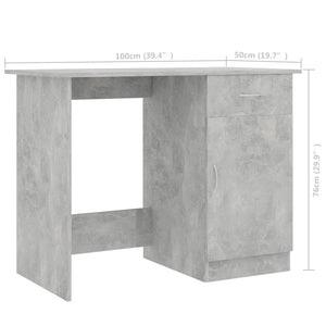 Scrivania Grigio Cemento 100x50x76 cm in Legno Multistrato 801084