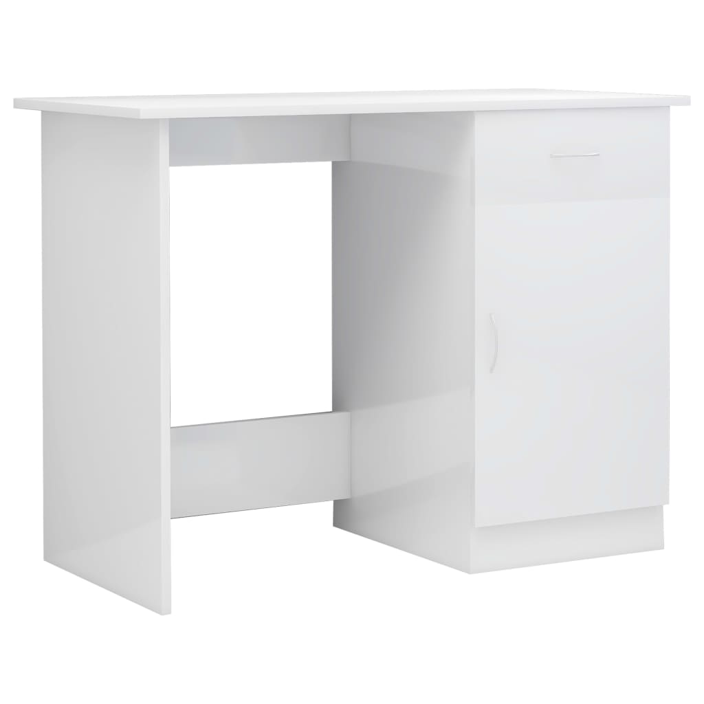 Scrivania Bianco Lucido 100x50x76 cm in Legno Multistrato 801086