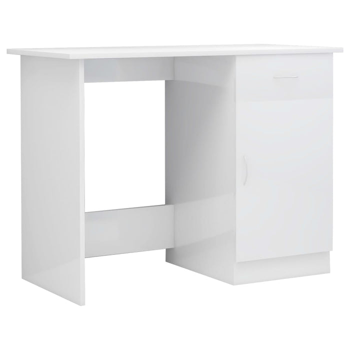 Scrivania Bianco Lucido 100x50x76 cm in Legno Multistrato 801086