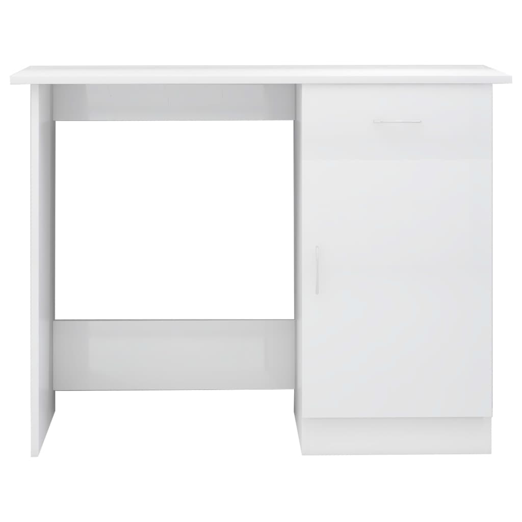 Scrivania Bianco Lucido 100x50x76 cm in Legno Multistrato 801086