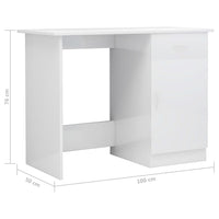 Scrivania Bianco Lucido 100x50x76 cm in Legno Multistrato 801086