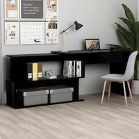 Scrivania ad Angolo Nera 200x50x76 cm in Legno Multistrato 801099