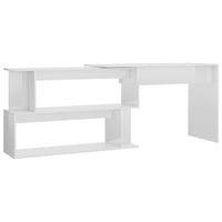 Scrivania tavolo postazione di lavoro mobile per computer angolo IT studio lucido 200 x 50 x 76 cm derivati ​​del legno bianco 02_0023669