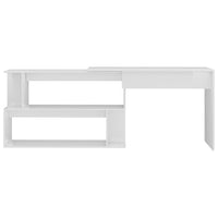 Scrivania Angolo Bianco Lucido 200x50x76 cm Legno Multistrato 801104