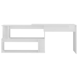 Scrivania Angolo Bianco Lucido 200x50x76 cm Legno Multistrato 801104