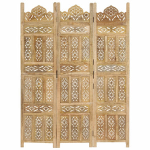 Divisorio a 3 Pannelli Intagliato 120x165cm Massello di Mango 285315