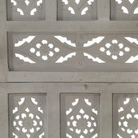 Divisorio 4 Pannelli Intaglio Grigio 160x165cm Mango Massello 285322