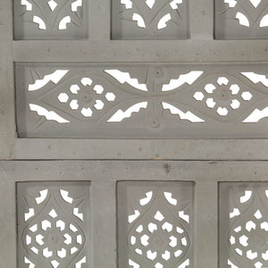 Divisorio 4 Pannelli Intaglio Grigio 160x165cm Mango Massello 285322