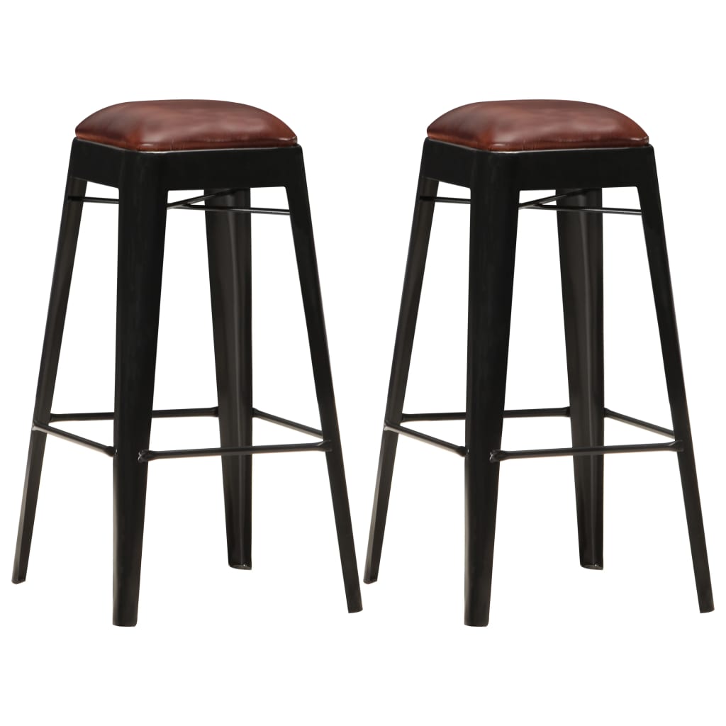 Sgabelli da Bar 2 pz Neri in Vera Pelle cod mxl 68023