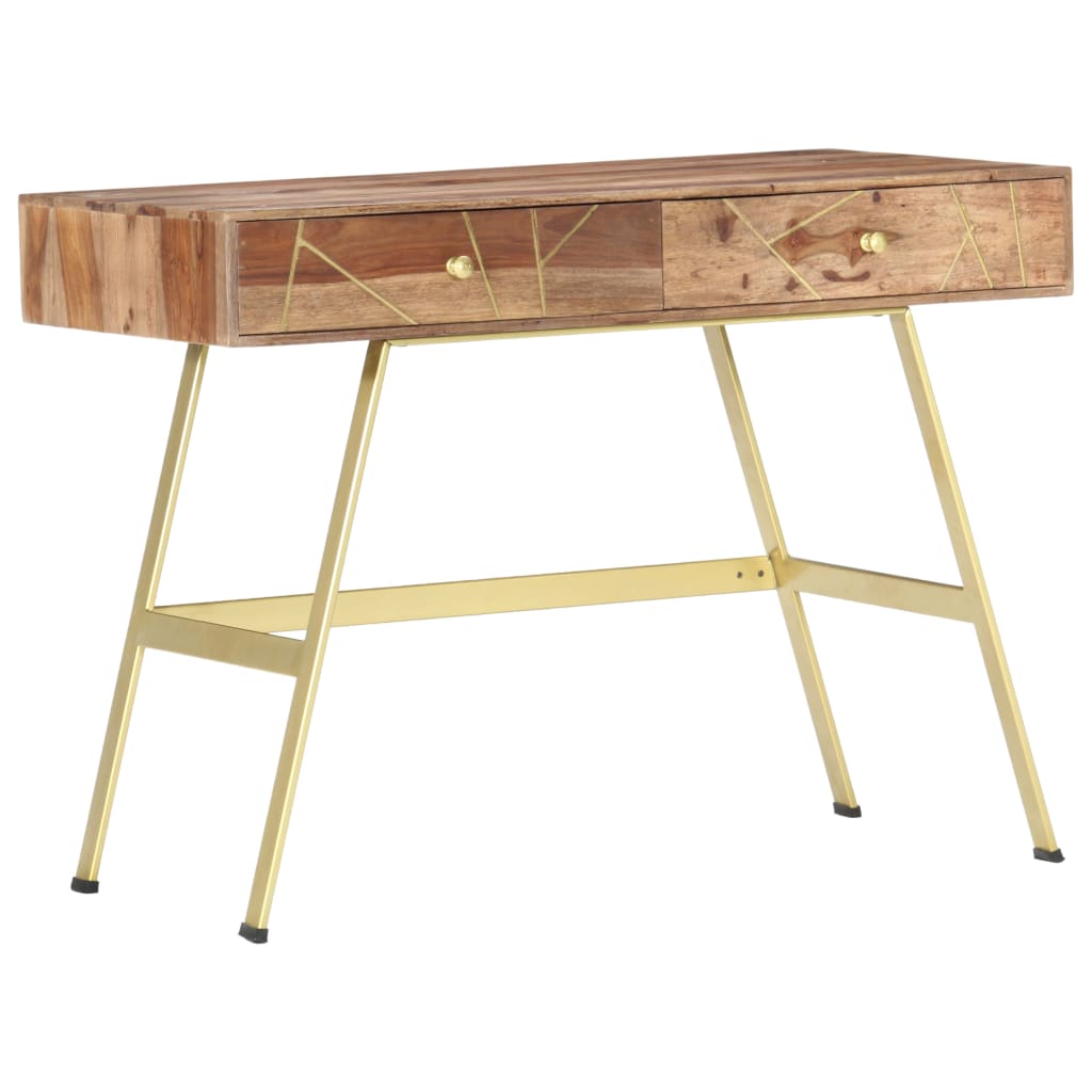 Scrivania tavolo postazione di lavoro mobile per computer studio con cassetti 100 x 55 x 75 cm legno massello marrone 02_0023460