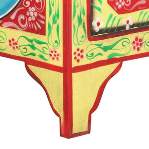 Comodino Dipinto a Mano-Tavolino da notte 40x30x50 cm in Legno Massello di Mango 630889