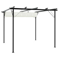 Pergola da Giardino Tetto Retrattile Bianco Crema 3x3 m Acciaio 49325