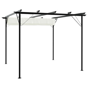 Pergola da Giardino Tetto Retrattile Bianco Crema 3x3 m Acciaio 49325