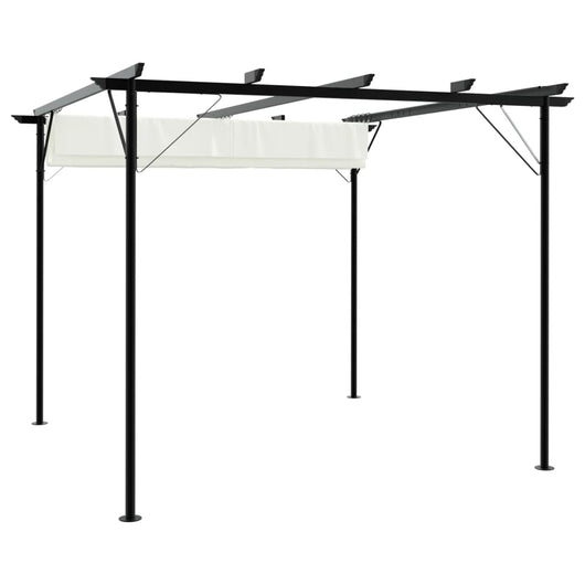 Pergola da Giardino Tetto Retrattile Bianco Crema 3x3 m Acciaio 49325