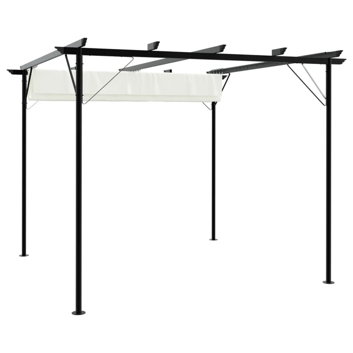 Pergola da Giardino Tetto Retrattile Bianco Crema 3x3 m Acciaio 49325