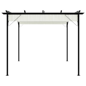 Pergola da Giardino Tetto Retrattile Bianco Crema 3x3 m Acciaio 49325