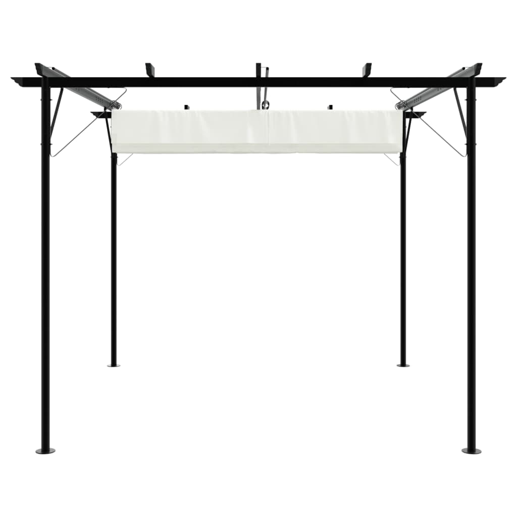 Pergola da Giardino Tetto Retrattile Bianco Crema 3x3 m Acciaio 49325