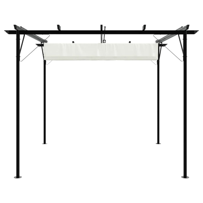 Pergola da Giardino Tetto Retrattile Bianco Crema 3x3 m Acciaio 49325