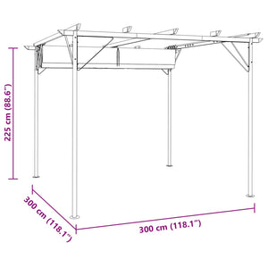 Pergola da Giardino Tetto Retrattile Bianco Crema 3x3 m Acciaio 49325