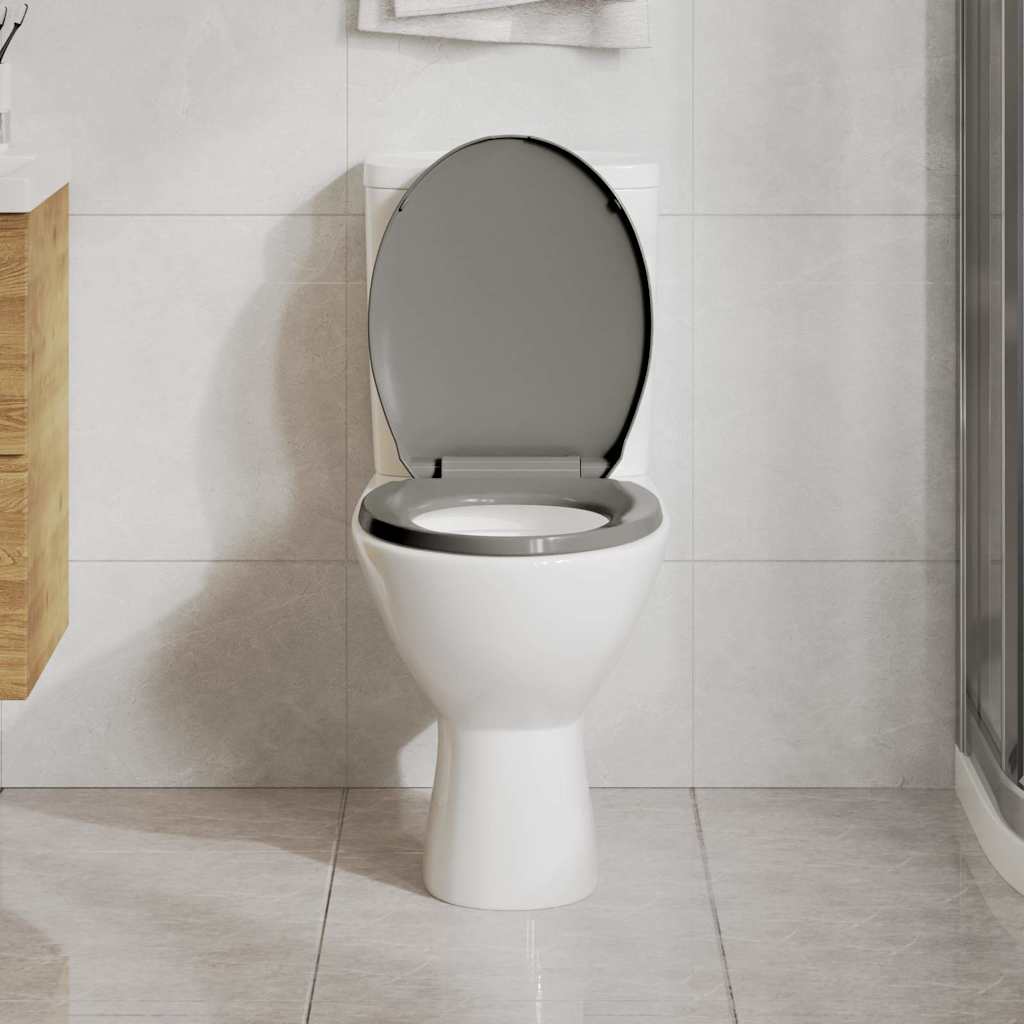 Tavoletta WC a Chiusura Ammortizzata Grigio Ovale 145816