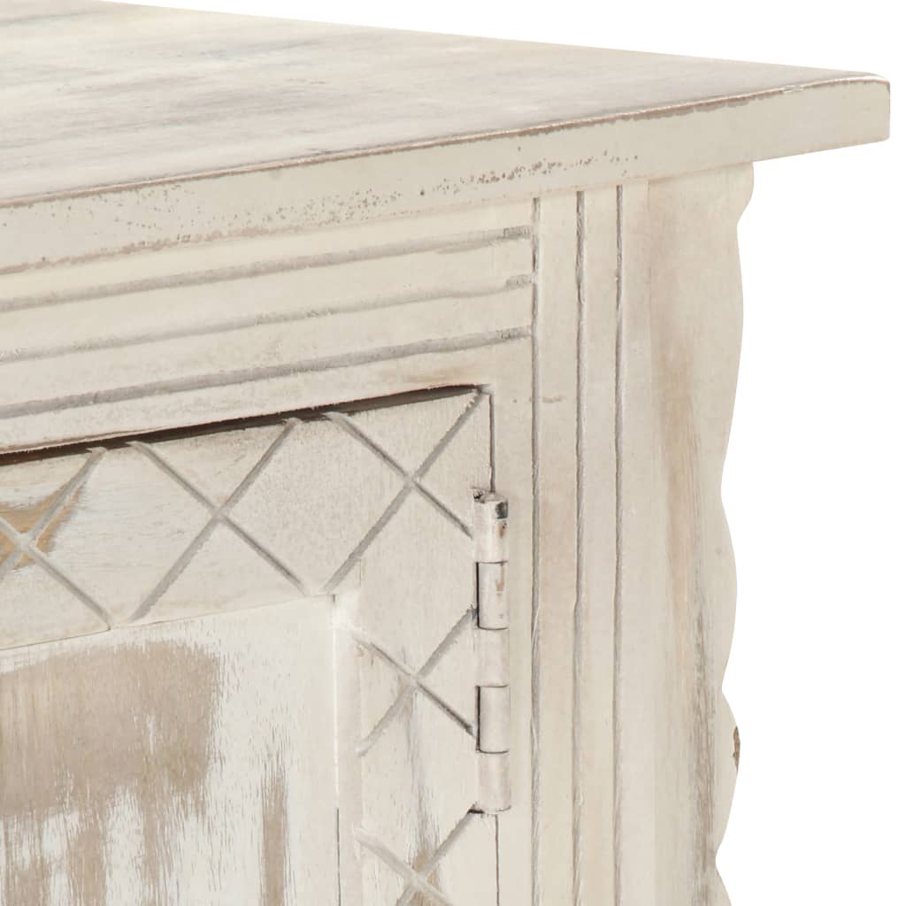 Mobile Porta TV-Mobile per TV-Credenza TV Bianco 140x30x35 cm in Legno Massello di Mango