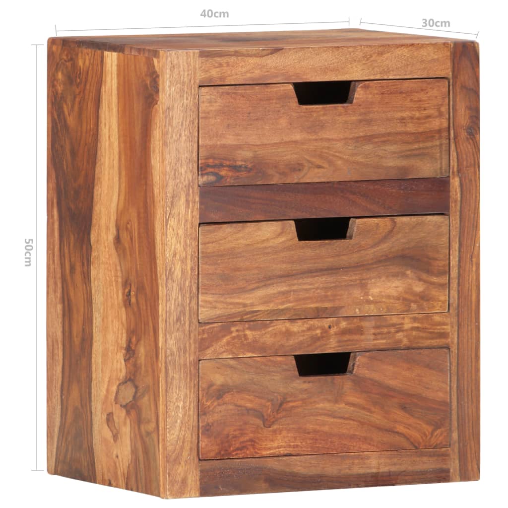 Comodino 40x30x50 cm in Legno Massello di Sheesham cod mxl 65652