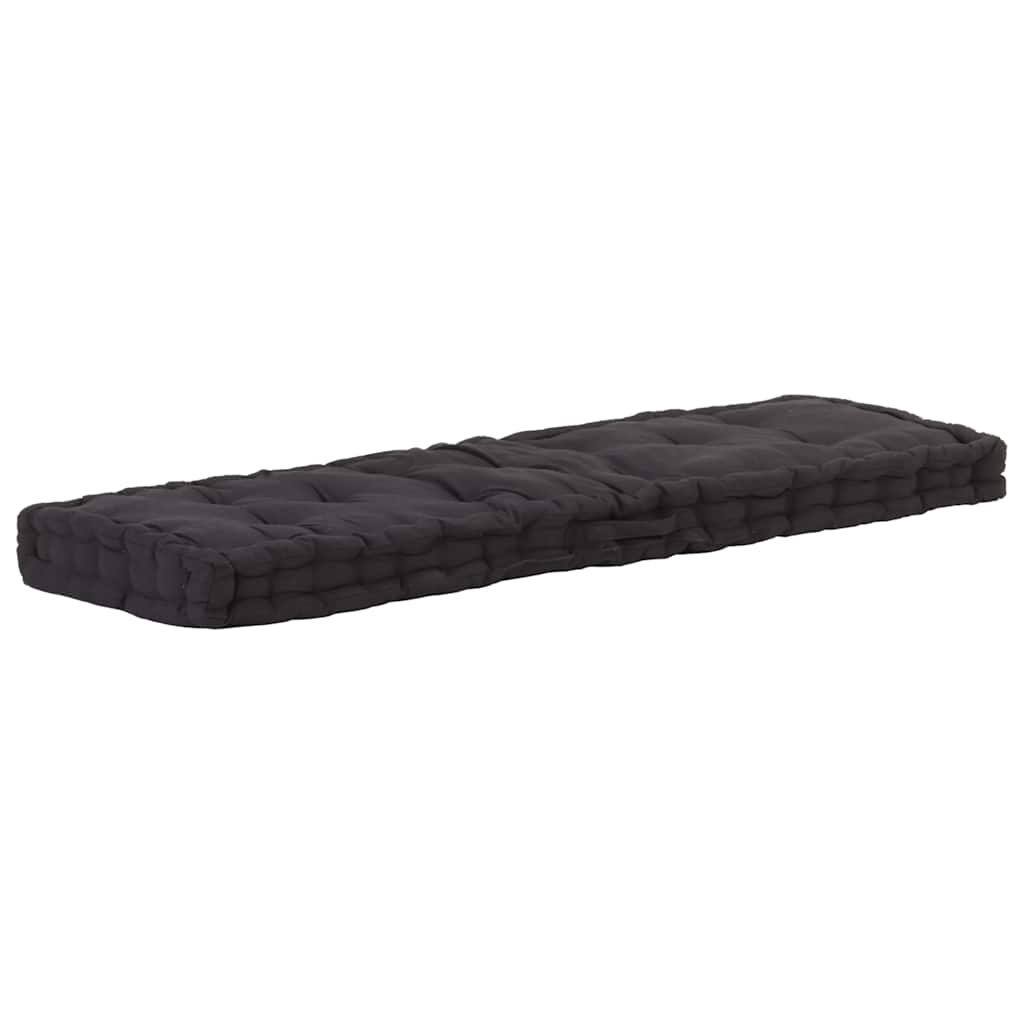 Cuscino per Pallet e Pavimento in Cotone 120x40x7 cm Nero 48673