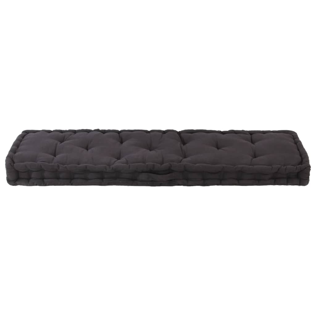 Cuscino per Pallet e Pavimento in Cotone 120x40x7 cm Nero 48673